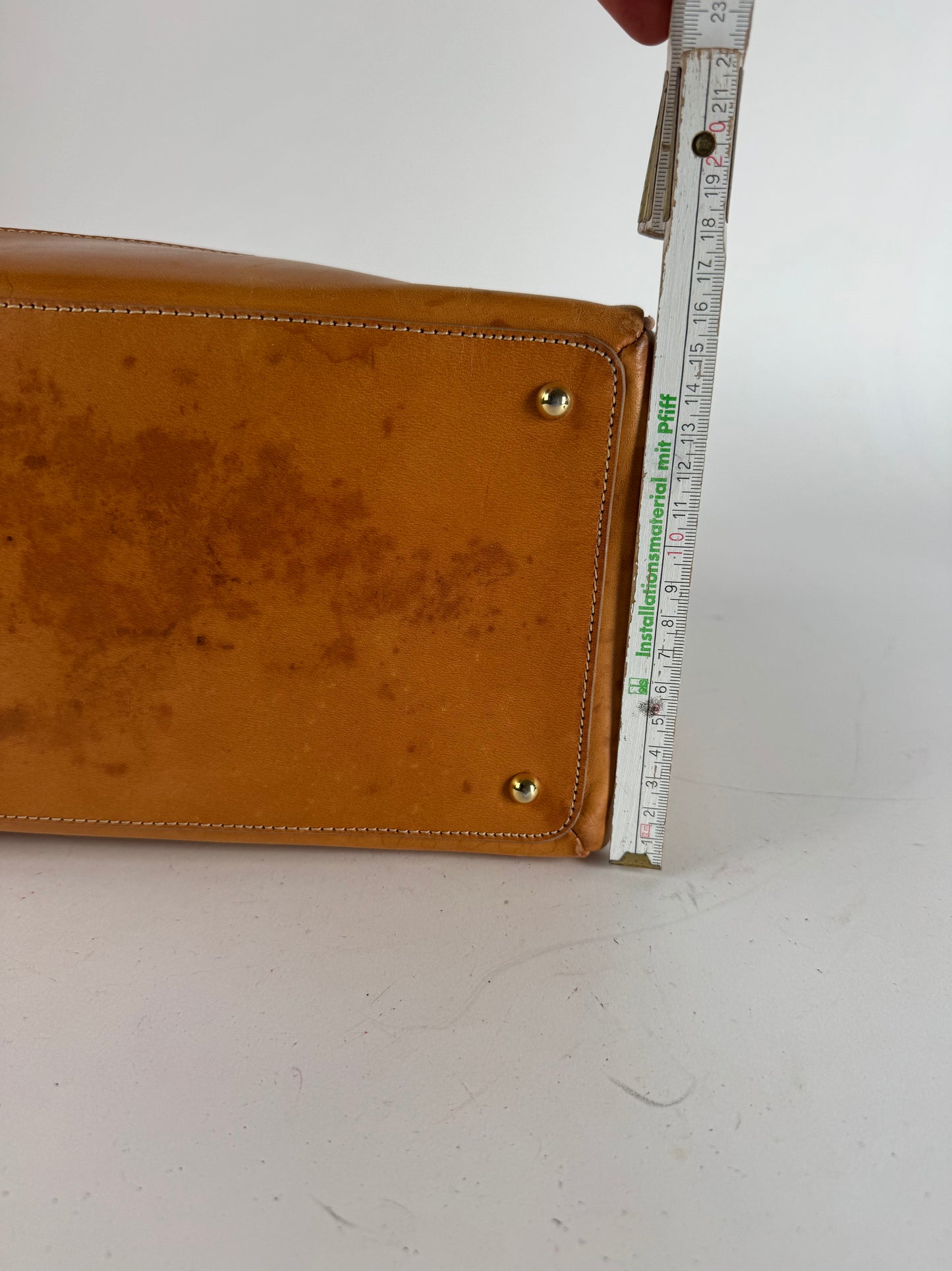 Vintage Celine Paris Macadam Monogram Weekender Duffel Bag Brown Yellow