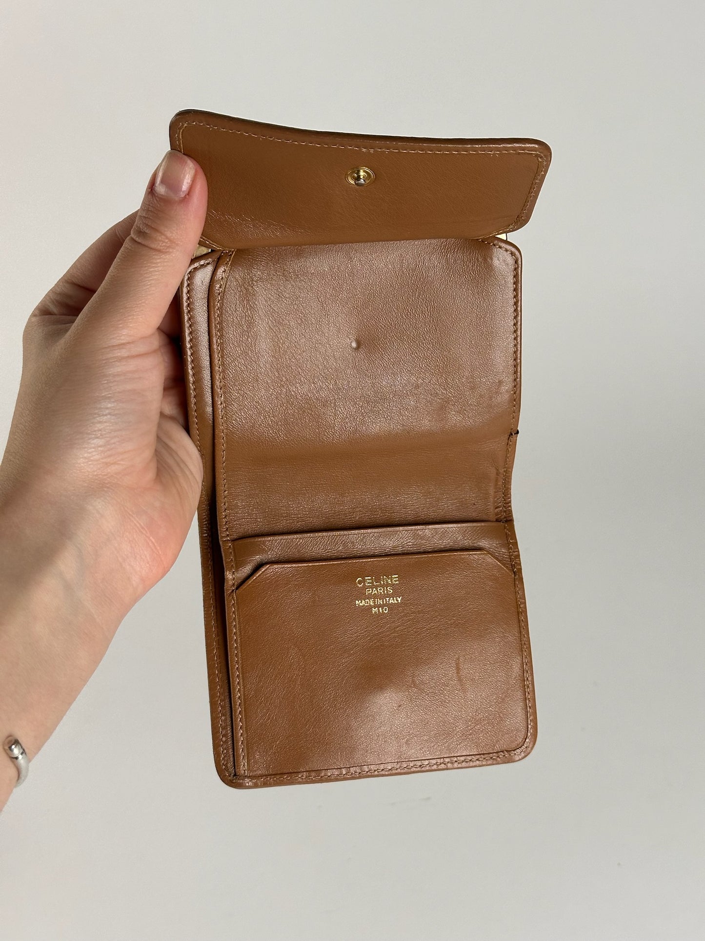 Vintage Celine Paris Leather Wallet Brown monogram triomphe