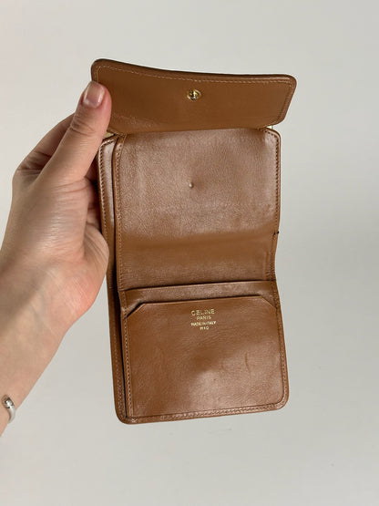 Vintage Celine Paris Leather Wallet Brown monogram triomphe