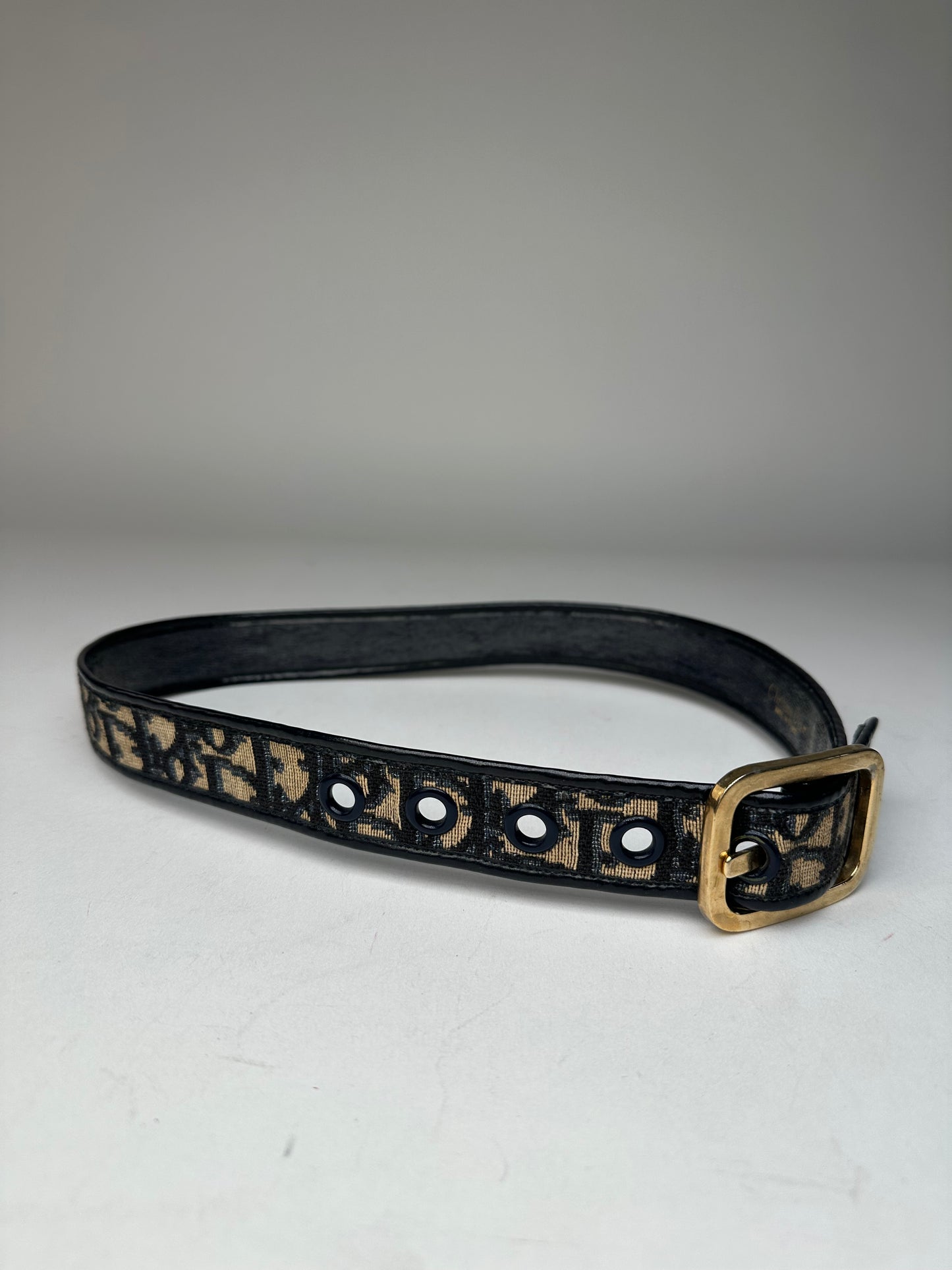 Vintage Dior Oblique Monogram Belt Navy Beige