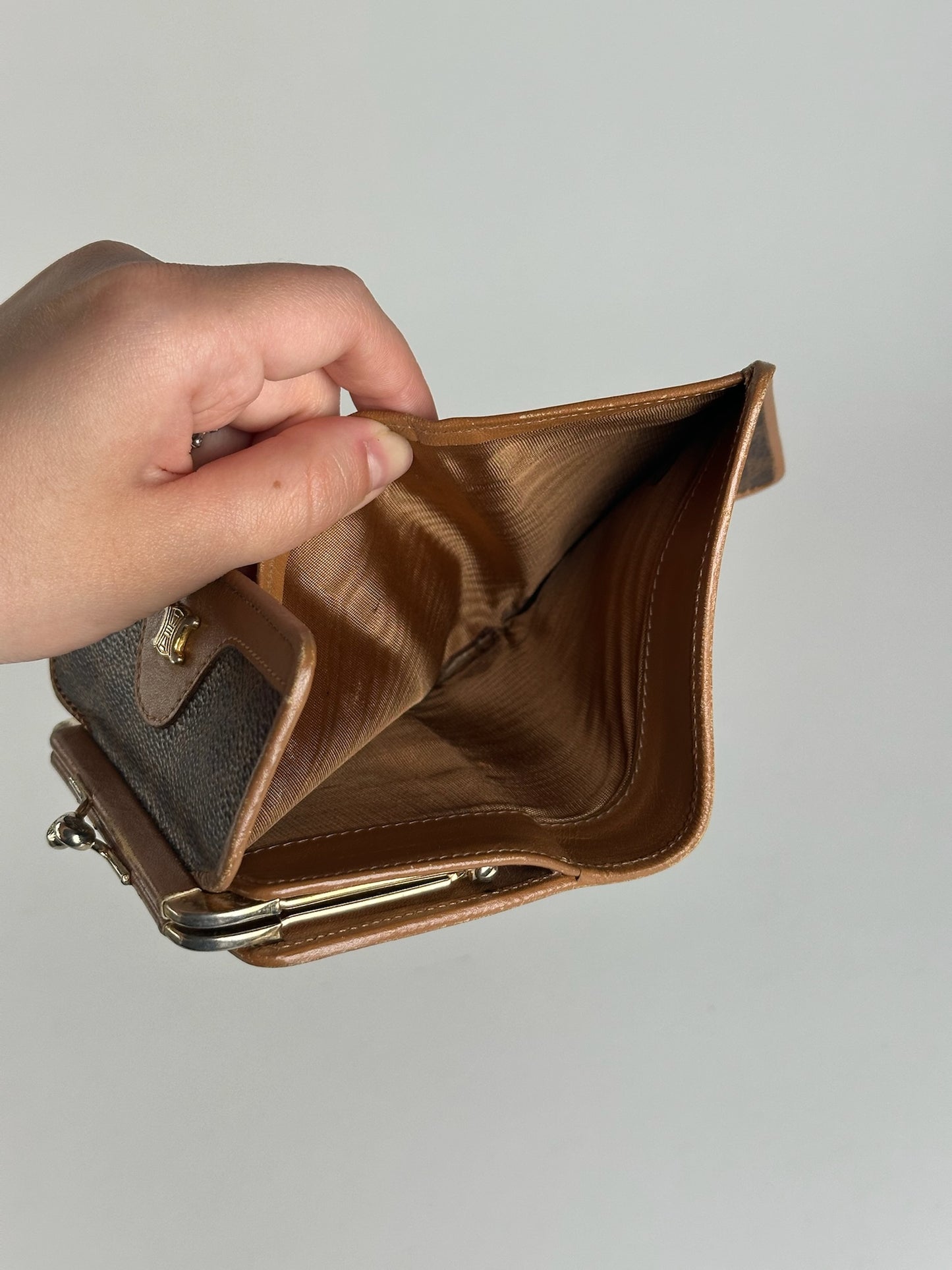 Vintage Celine Paris Leather Wallet Brown monogram triomphe