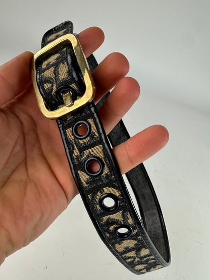 Vintage Dior Oblique Monogram Belt Navy Beige