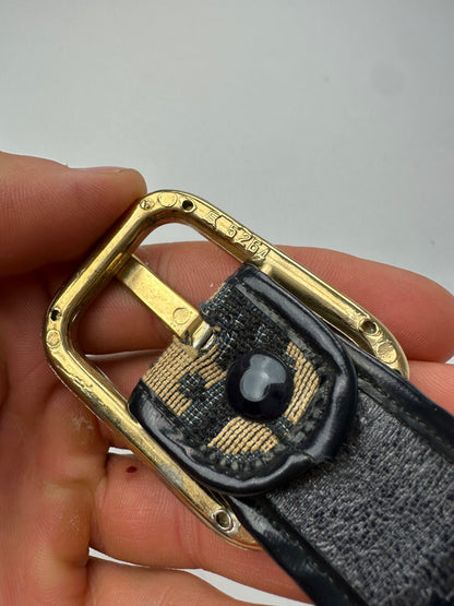Vintage Dior Oblique Monogram Belt Navy Beige