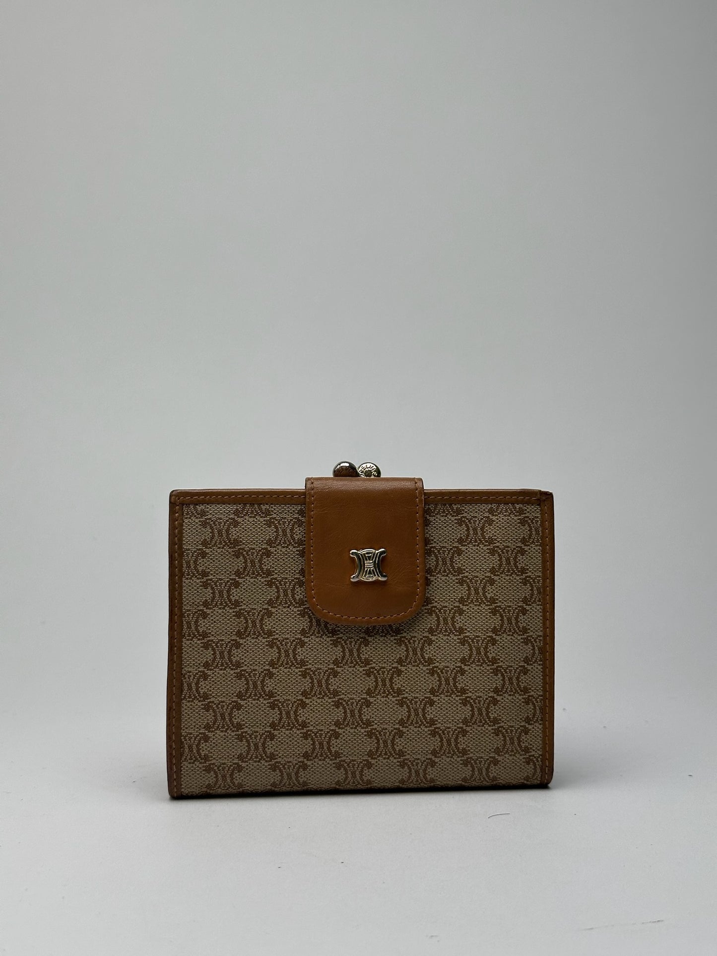 Vintage Celine Paris Leather Monogram Wallet beige