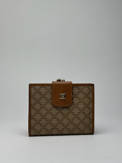 Vintage Celine Paris Leather Monogram Wallet beige