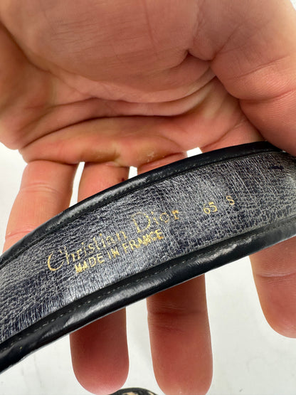Vintage Dior Oblique Monogram Belt Navy Beige