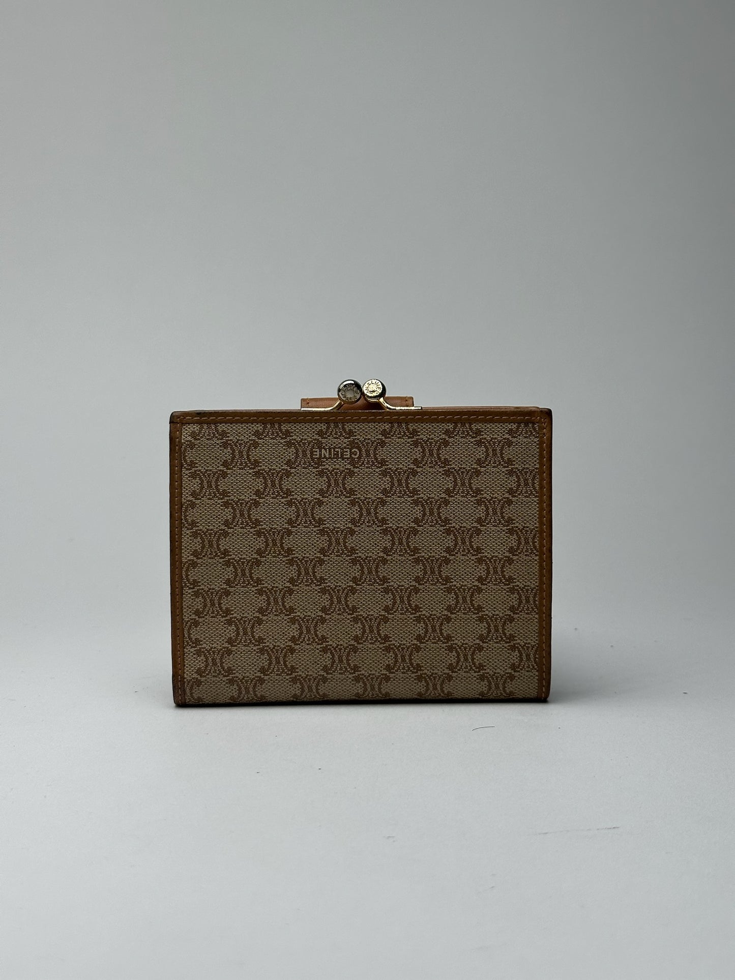 Vintage Celine Paris Leather Monogram Wallet beige