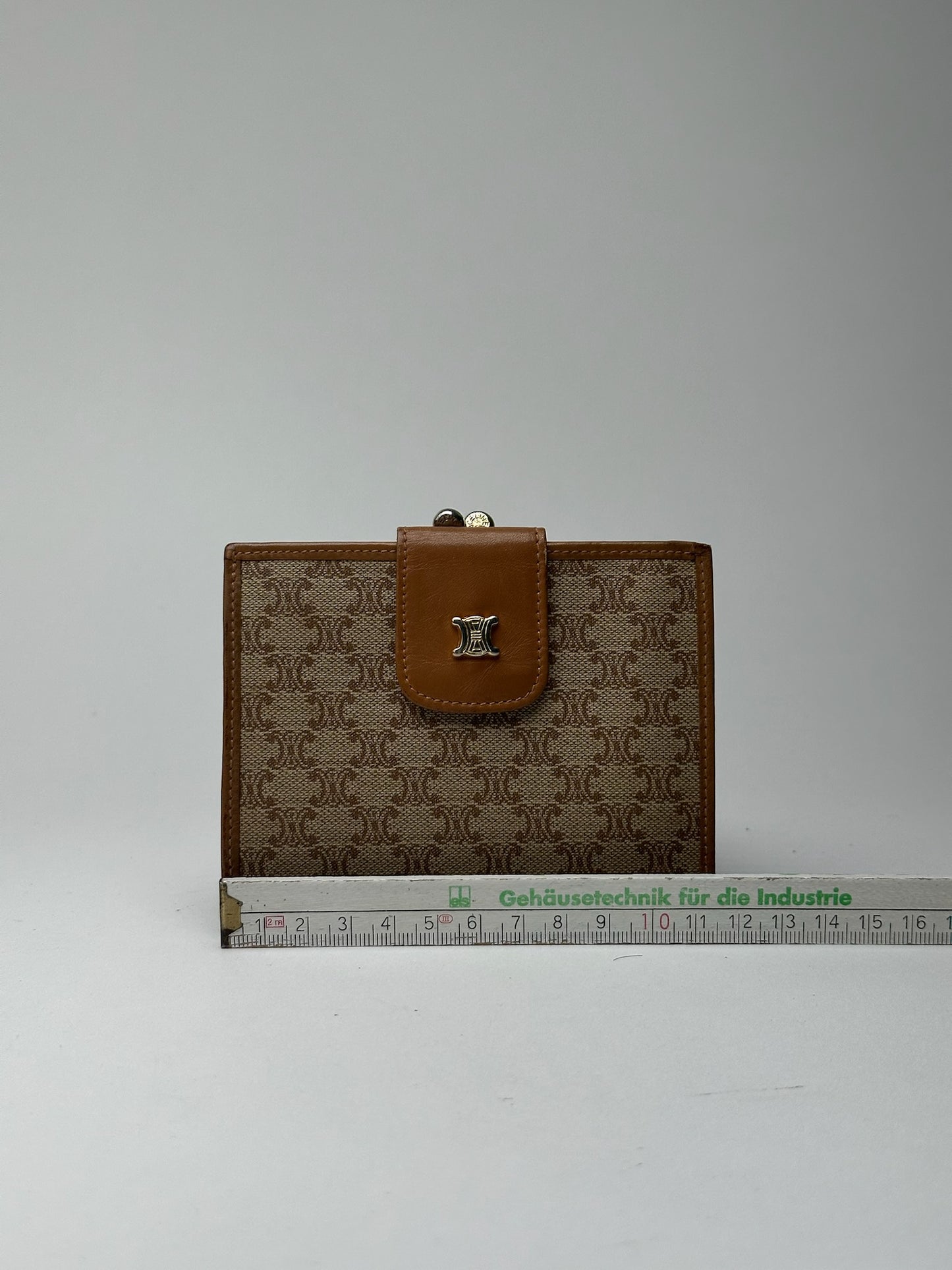 Vintage Celine Paris Leather Monogram Wallet beige