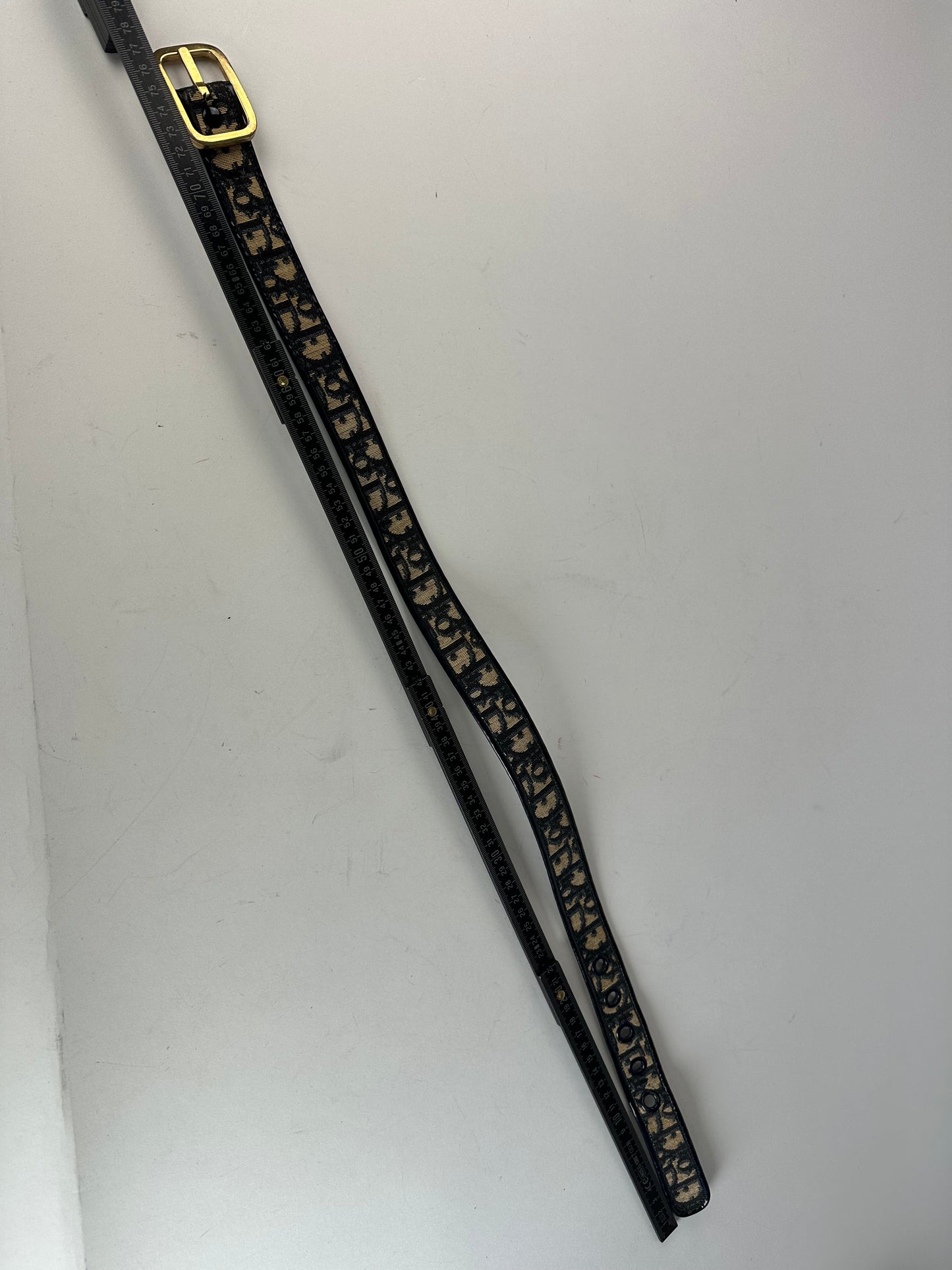 Vintage Dior Oblique Monogram Belt Navy Beige