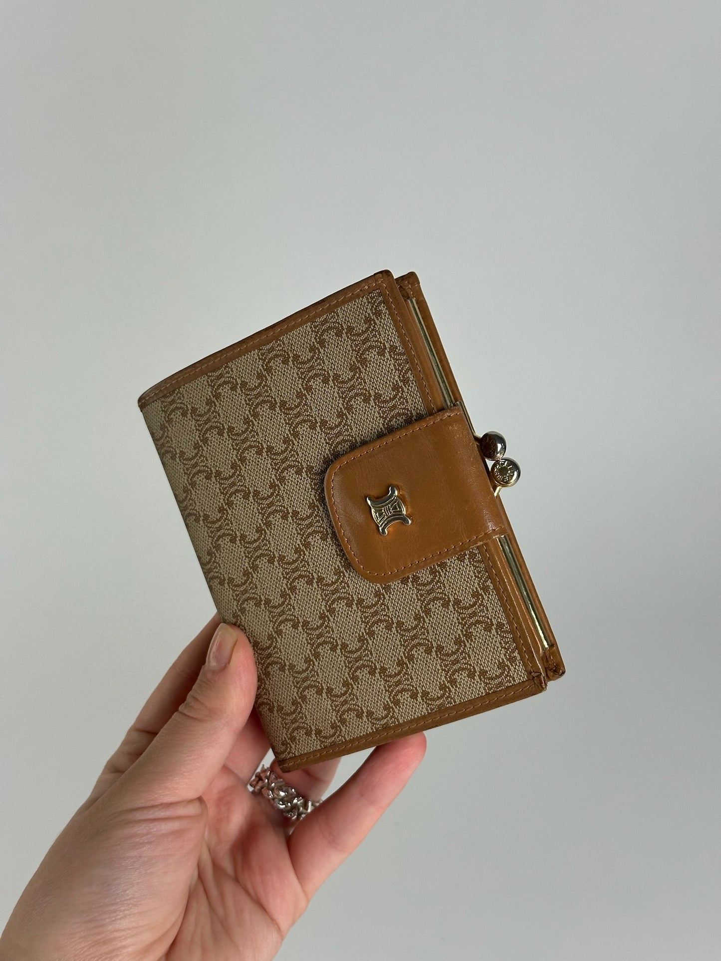 Vintage Celine Paris Leather Monogram Wallet beige