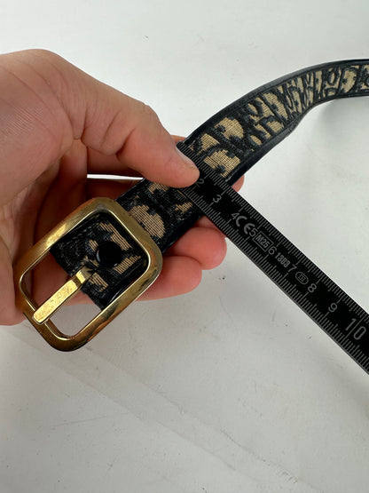 Vintage Dior Oblique Monogram Belt Navy Beige