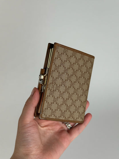 Vintage Celine Paris Leather Monogram Wallet beige