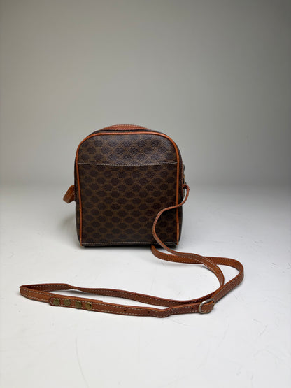 Vintage Celine Coated Canvas Crossbody Bag Brown Tan