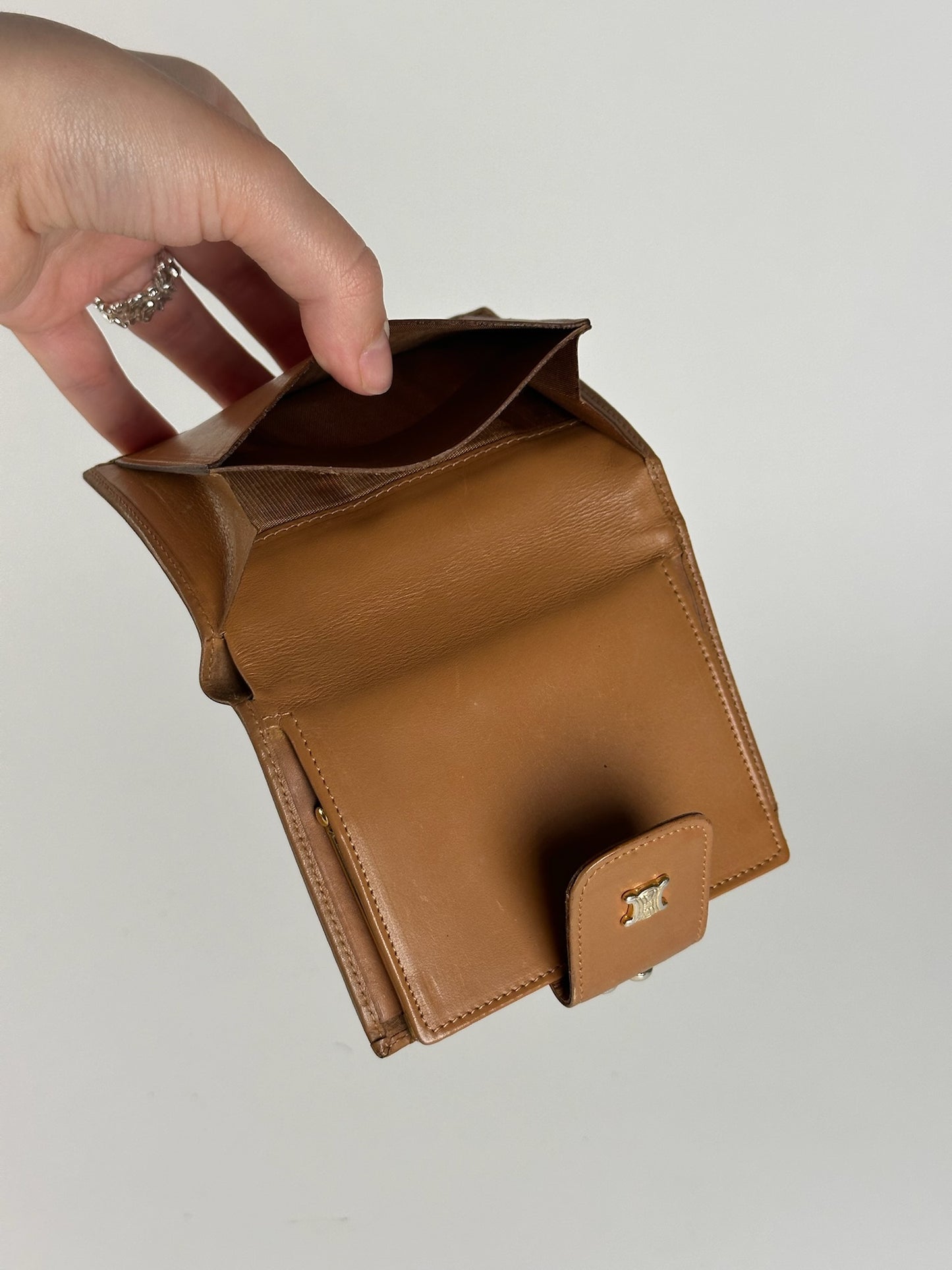 Vintage Celine Paris Leather Monogram Wallet beige