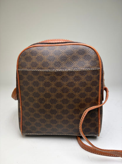 Vintage Celine Coated Canvas Crossbody Bag Brown Tan