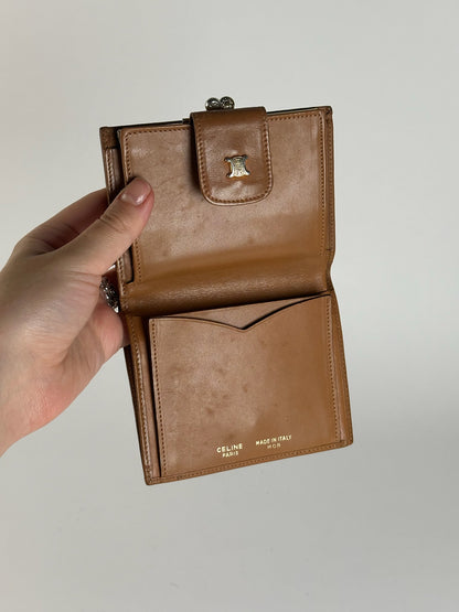 Vintage Celine Paris Leather Monogram Wallet beige