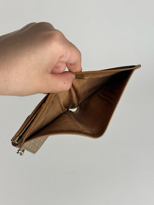 Vintage Celine Paris Leather Monogram Wallet beige