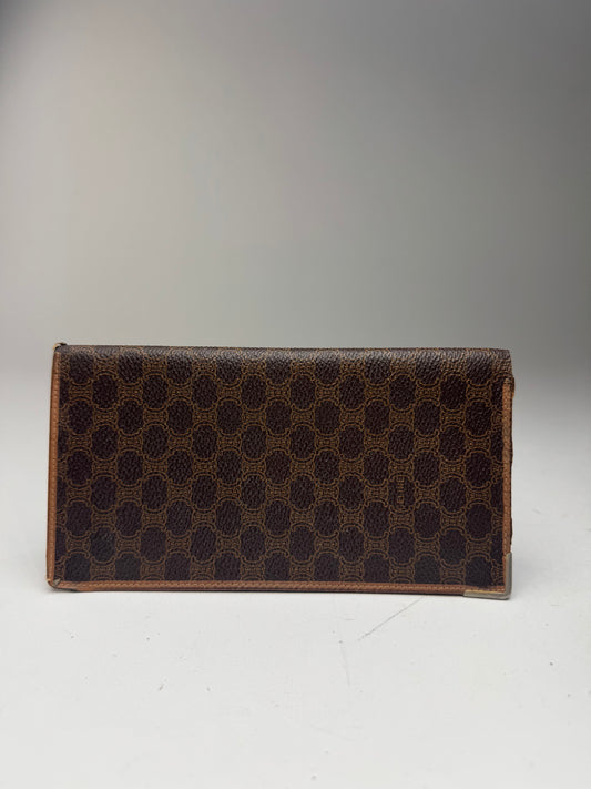 Vintage Celine Monogram Leather cardholder ID Holder Brown