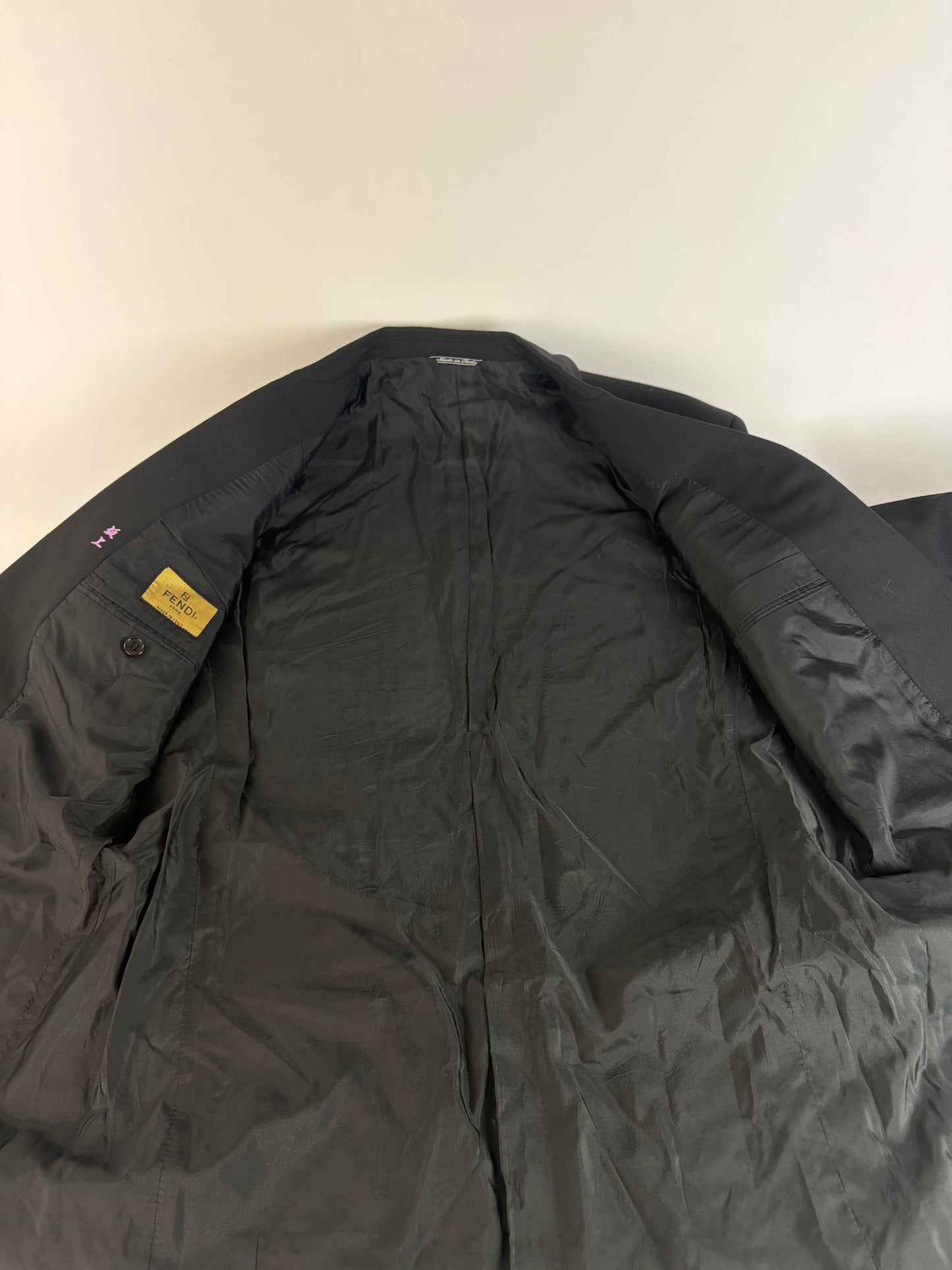 Vintage Fendi Men's Wool Blend Suit Set Black L