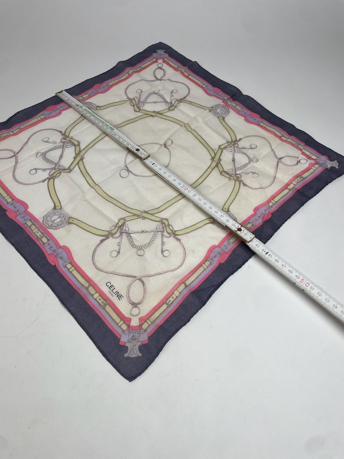 Vintage Baroque Celine Scarf White Purple Pink Gold