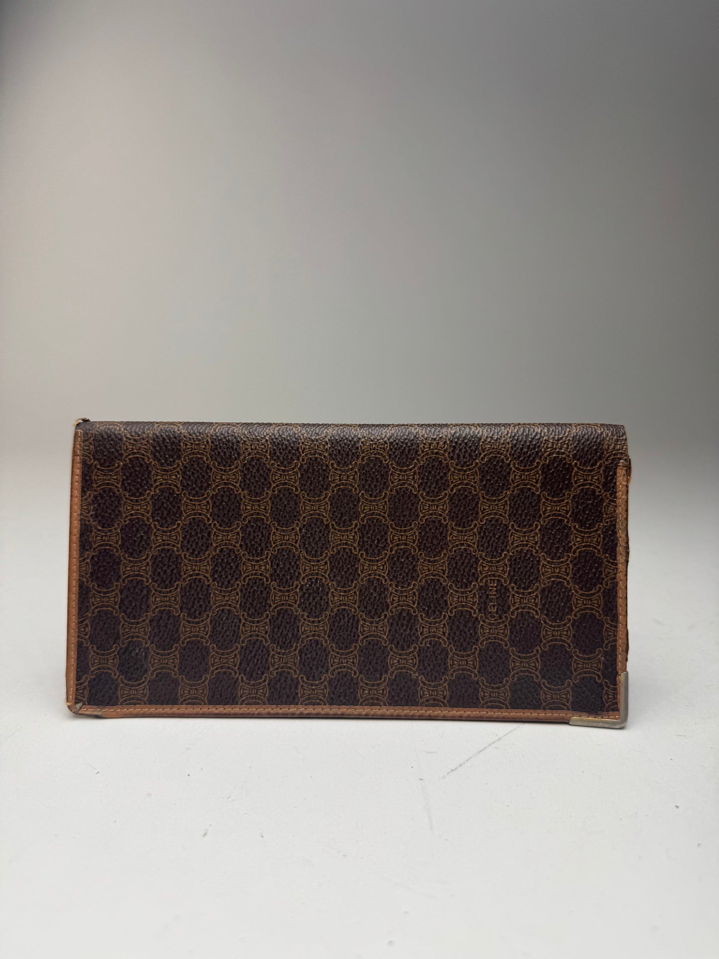 Vintage Celine Monogram Leather cardholder ID Holder Brown