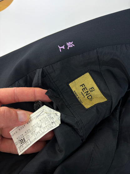 Vintage Fendi Men's Wool Blend Suit Set Black L