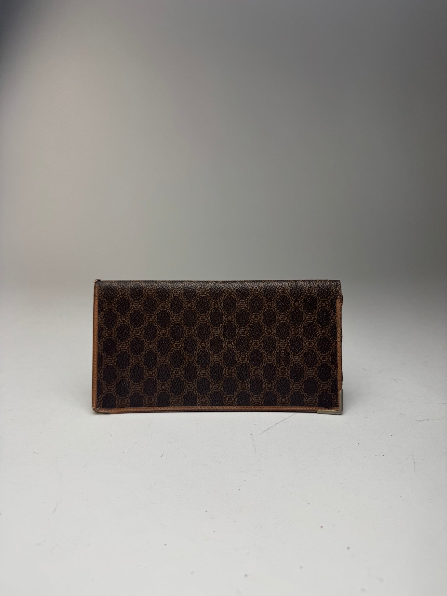 Vintage Celine Monogram Leather cardholder ID Holder Brown