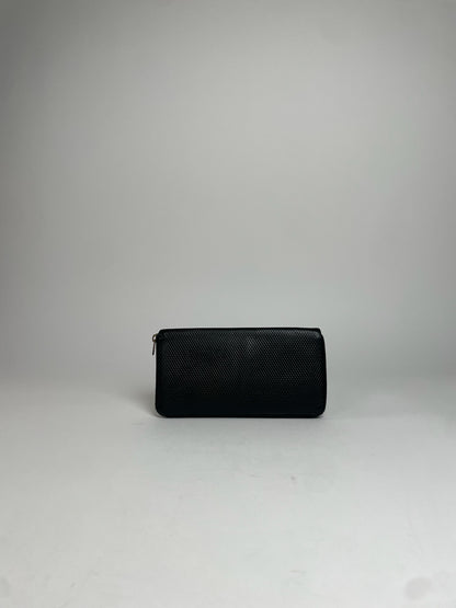 Vintage Celine Paris Snake Emblossed Leather Wallet Black