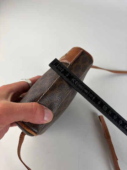 Vintage Celine Coated Canvas Crossbody Bag Brown Tan