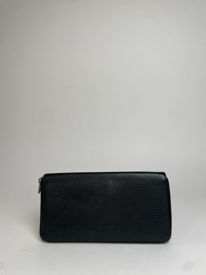 Vintage Celine Paris Snake Emblossed Leather Wallet Black