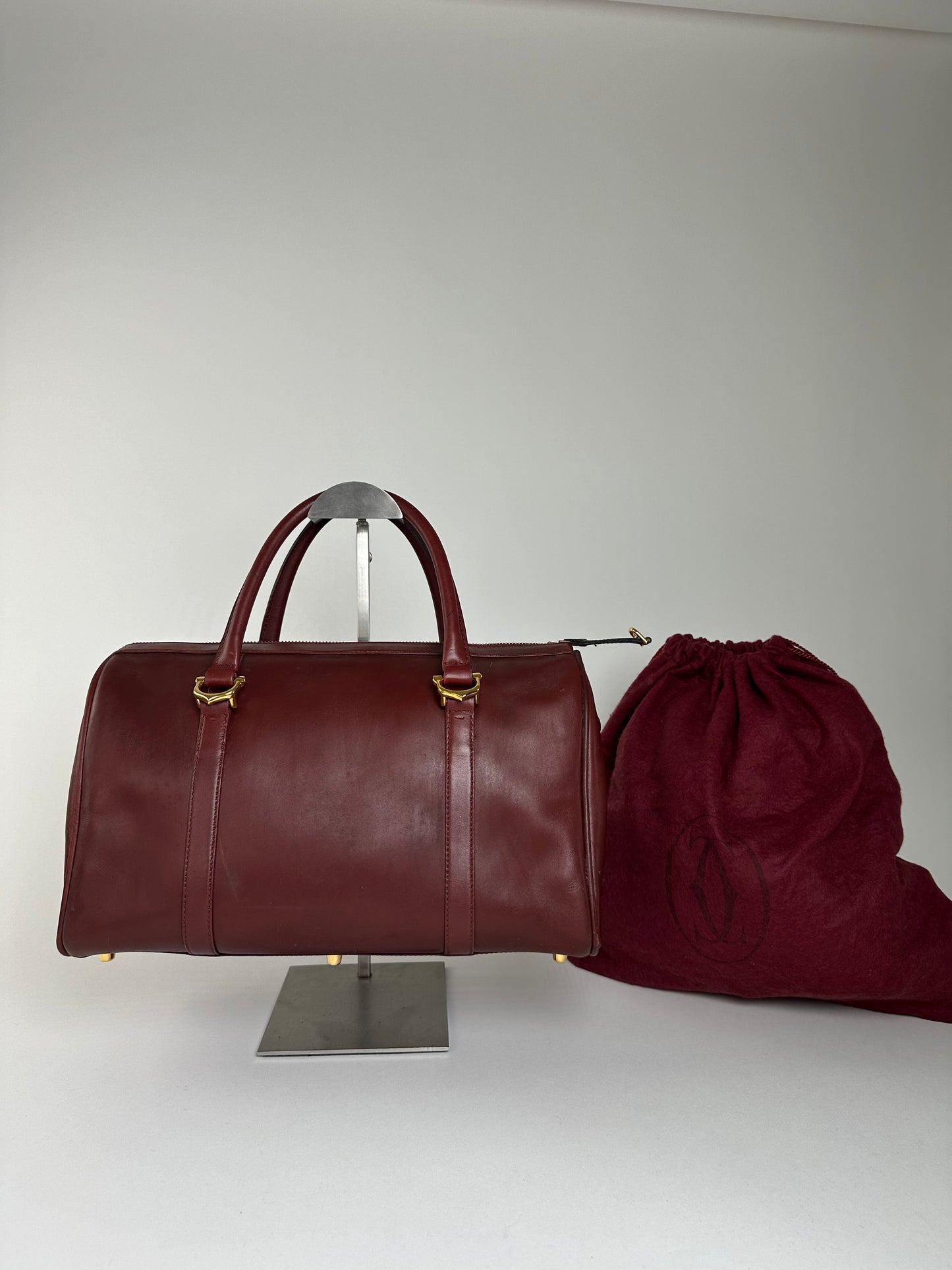 Vintage Cartier Smooth Handbag Burgundy