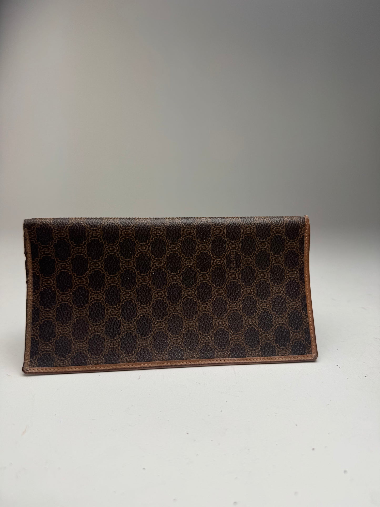 Vintage Celine Monogram Leather cardholder ID Holder Brown