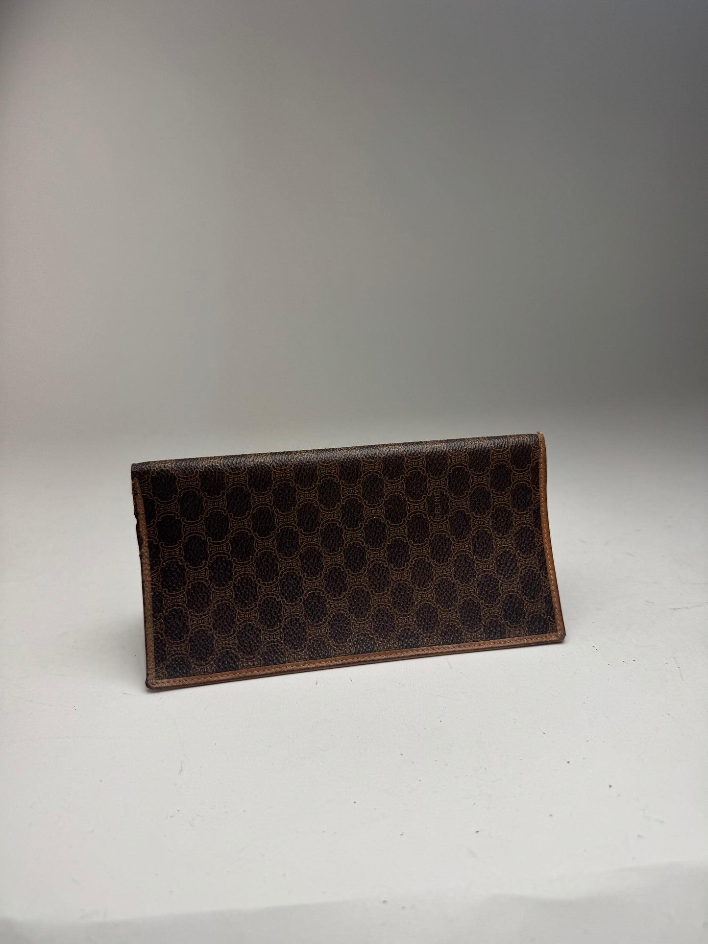Vintage Celine Monogram Leather cardholder ID Holder Brown