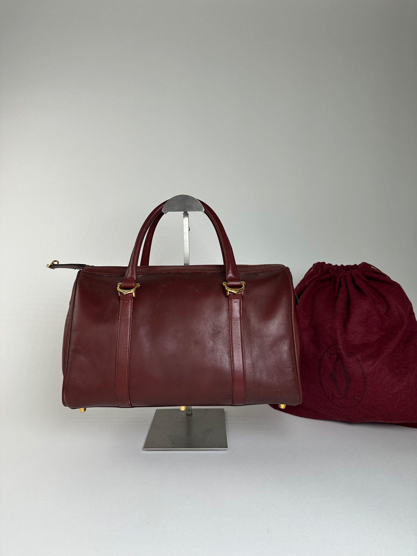 Vintage Cartier Smooth Handbag Burgundy