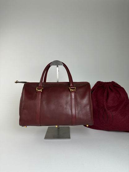 Vintage Cartier Smooth Handbag Burgundy