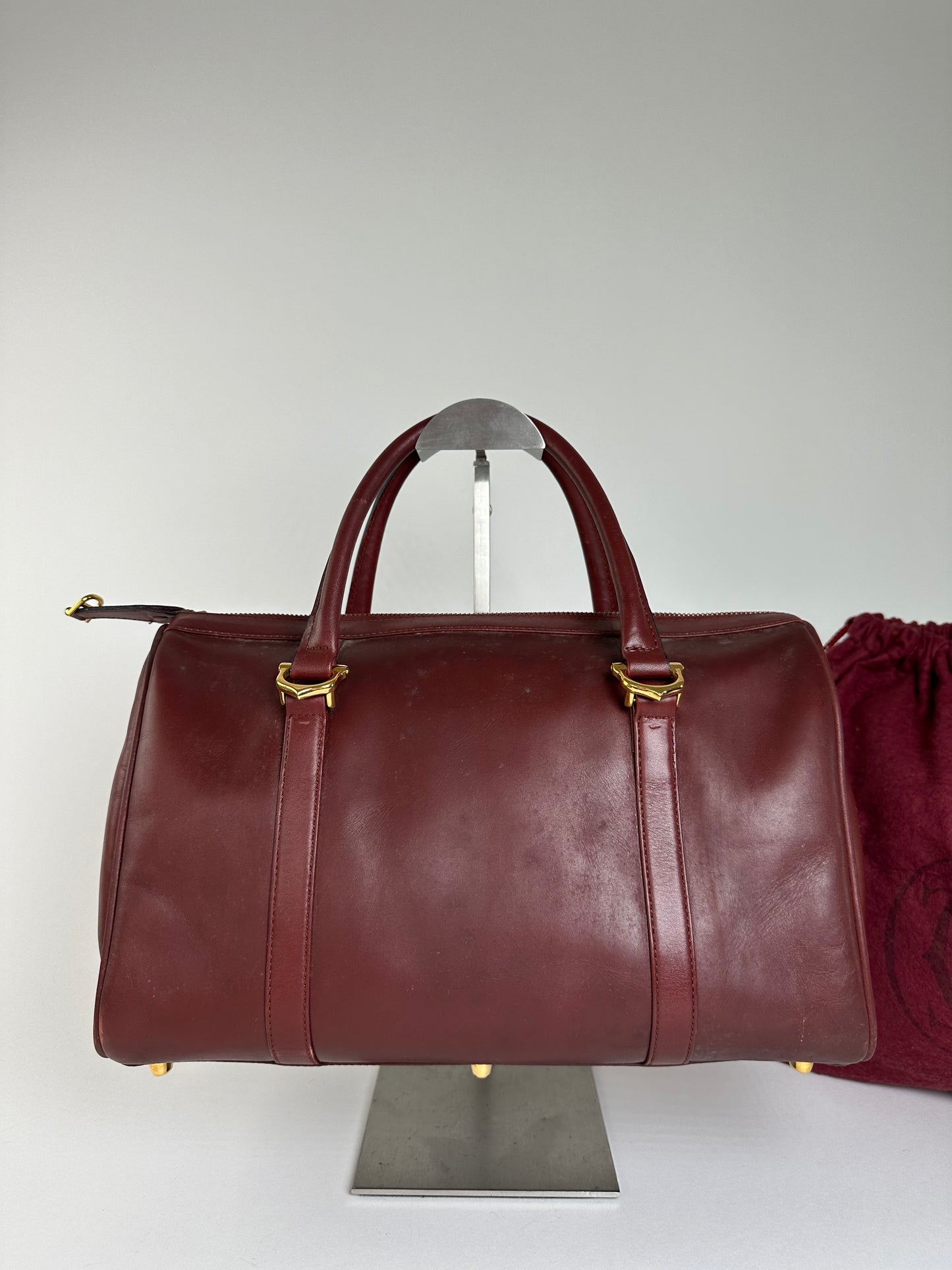 Vintage Cartier Smooth Handbag Burgundy