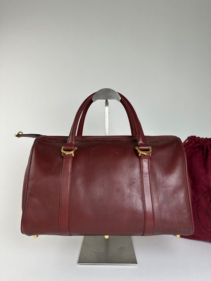 Vintage Cartier Smooth Handbag Burgundy