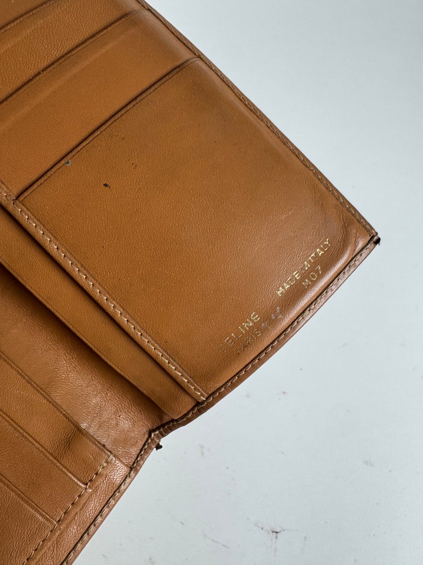 Vintage Celine Monogram Leather cardholder ID Holder Brown