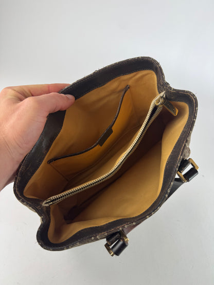 Vintage Celine Paris Monogram Handbag Brown Beige