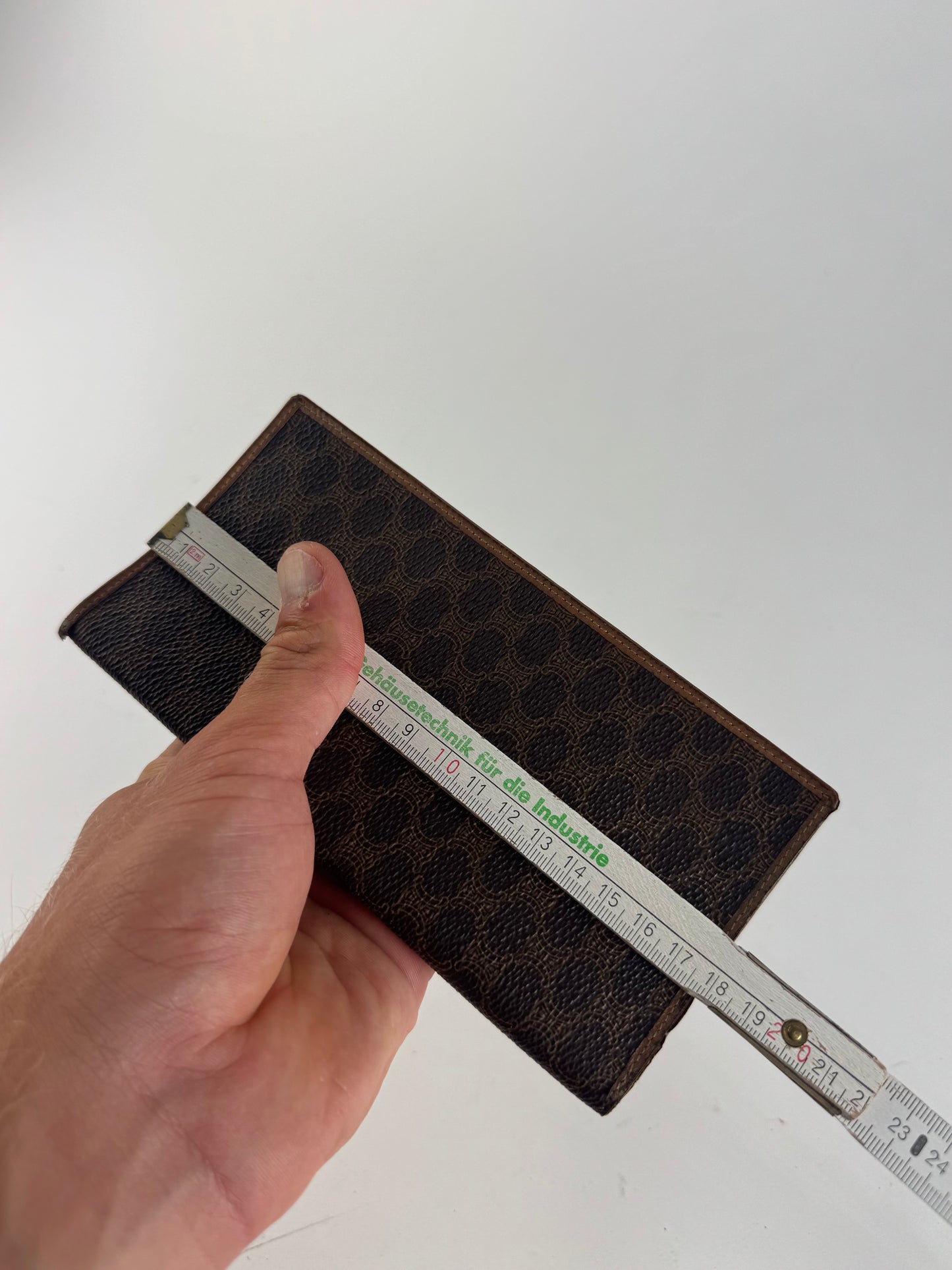 Vintage Celine Monogram Leather cardholder ID Holder Brown