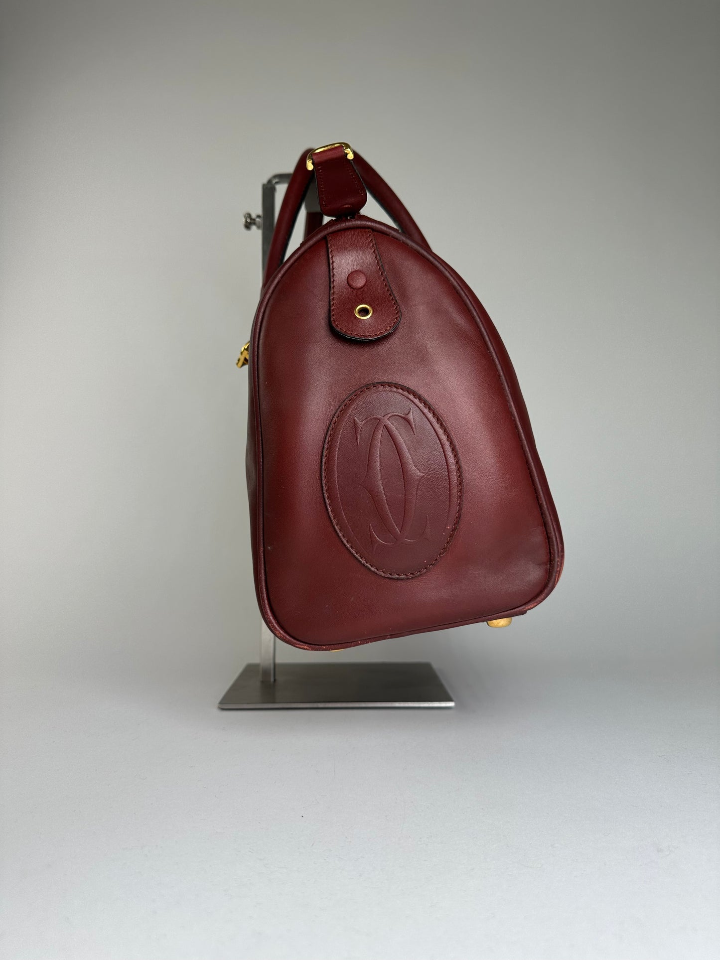 Vintage Cartier Smooth Handbag Burgundy