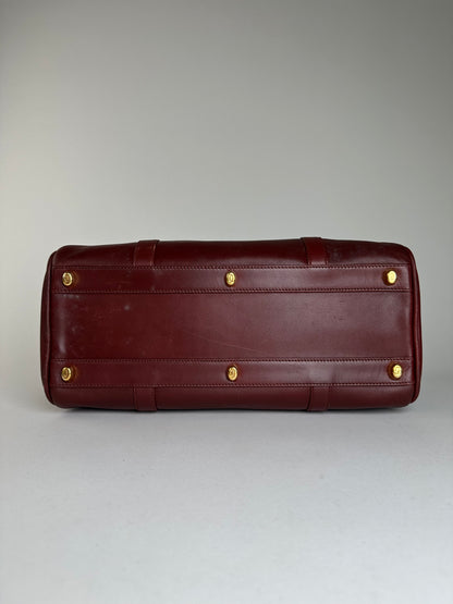 Vintage Cartier Smooth Handbag Burgundy