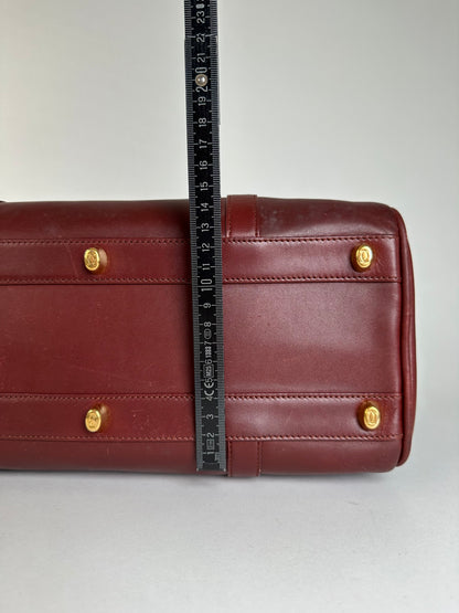 Vintage Cartier Smooth Handbag Burgundy