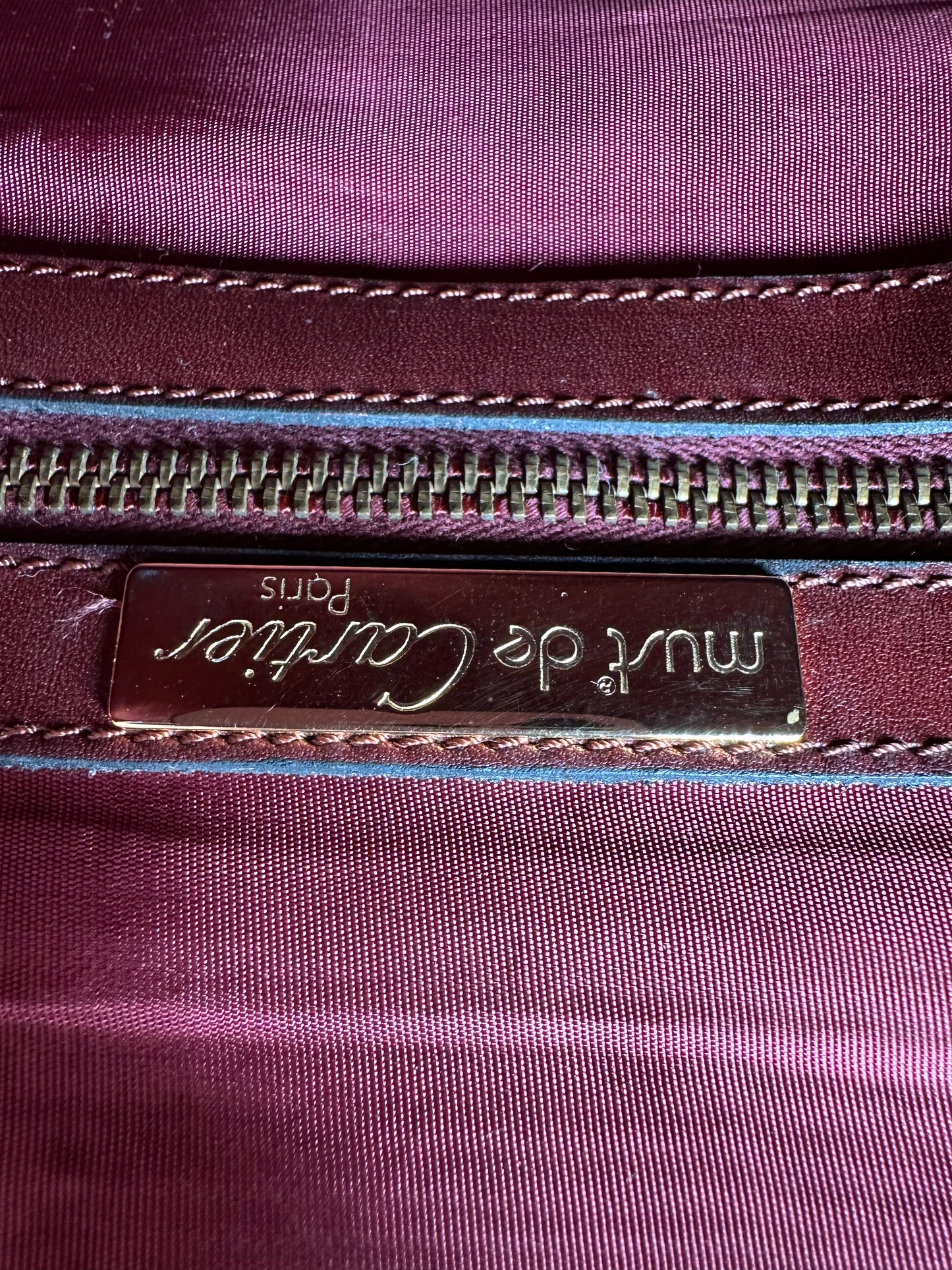 Vintage Cartier Smooth Handbag Burgundy