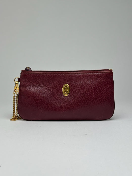 Vintage Cartier Leather Card Holder Burgundy