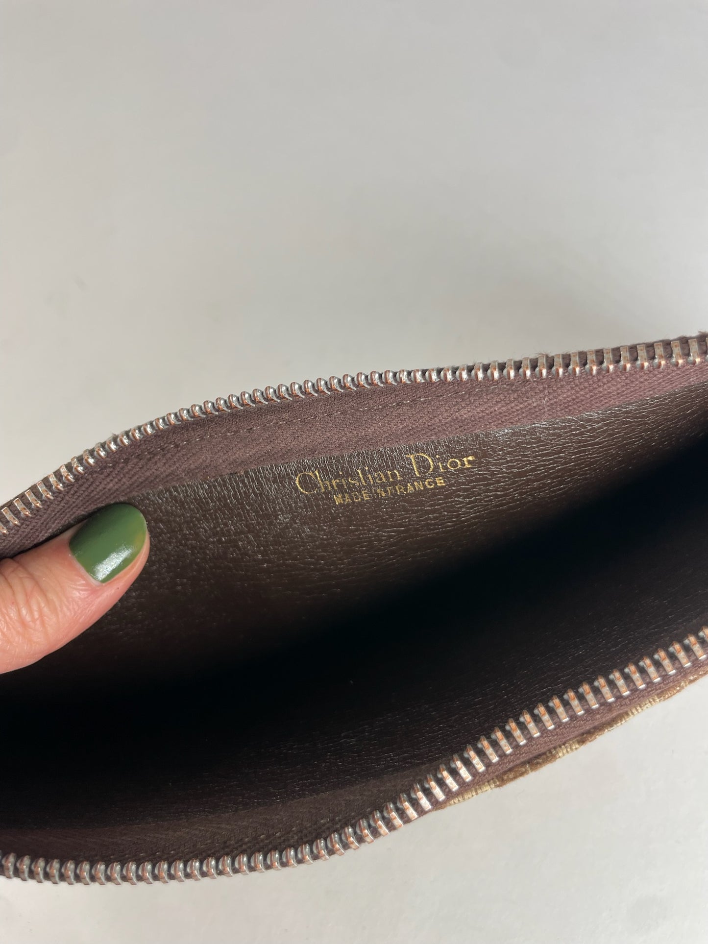 Vintage Dior Oblique Monogram Canvas Leather Clutch Brown beige