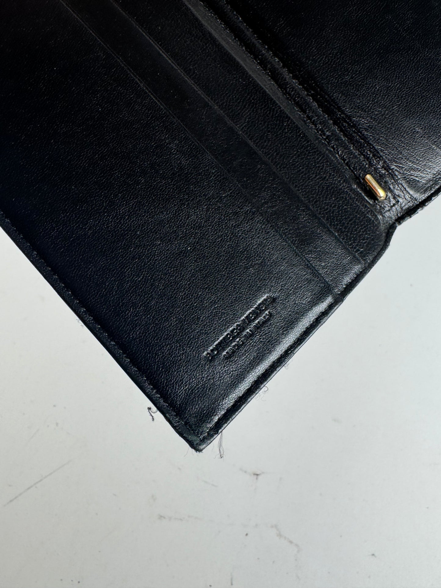 vintage Bottega Veneta Intrecciato Carte en cuir / Porte-carte d’identité Noir