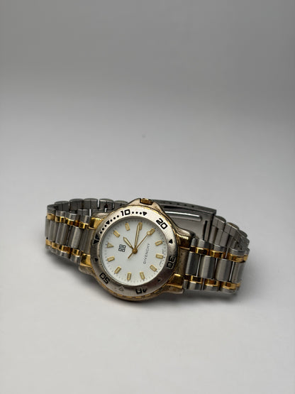 Vintage Givenchy Two-Tone Stainless Steel Bracelet Watch Silver Gold