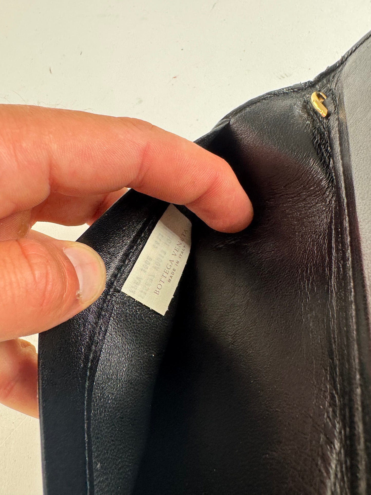 vintage Bottega Veneta Intrecciato Carte en cuir / Porte-carte d’identité Noir