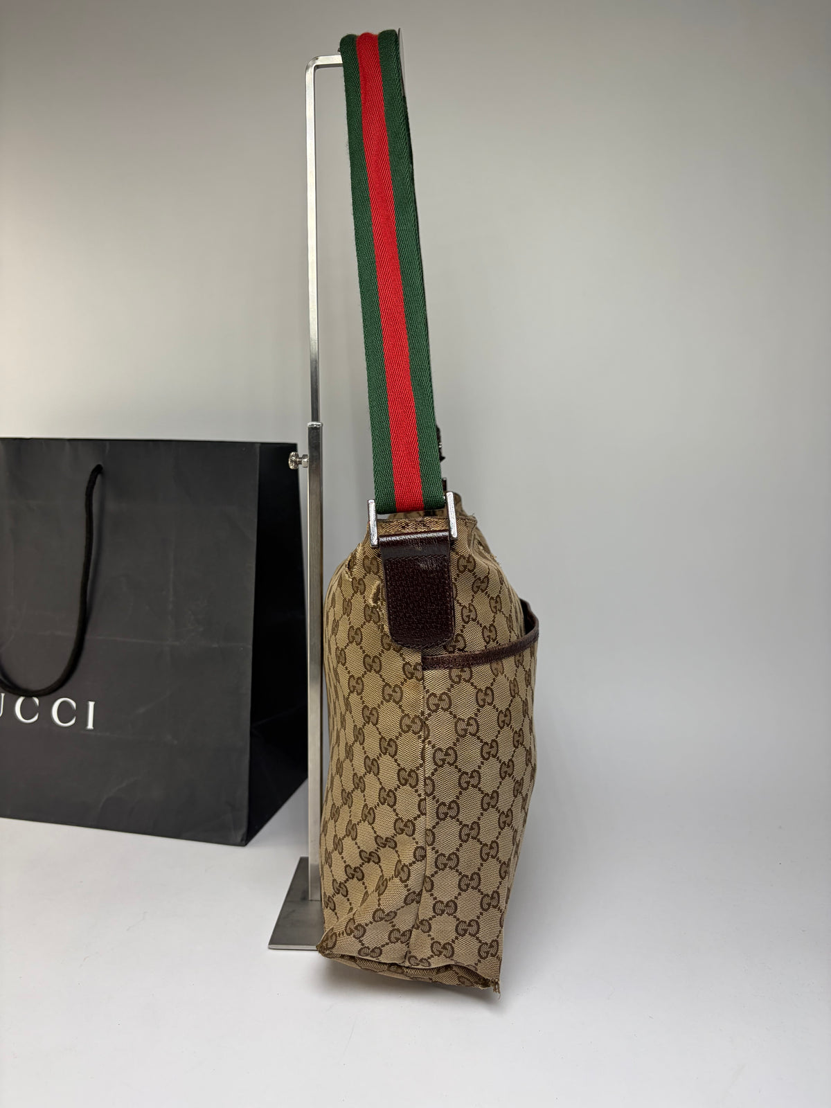Vintage Gucci GG Supreme Structured Top-Handle Bag c. Late 2000s Beige Brown